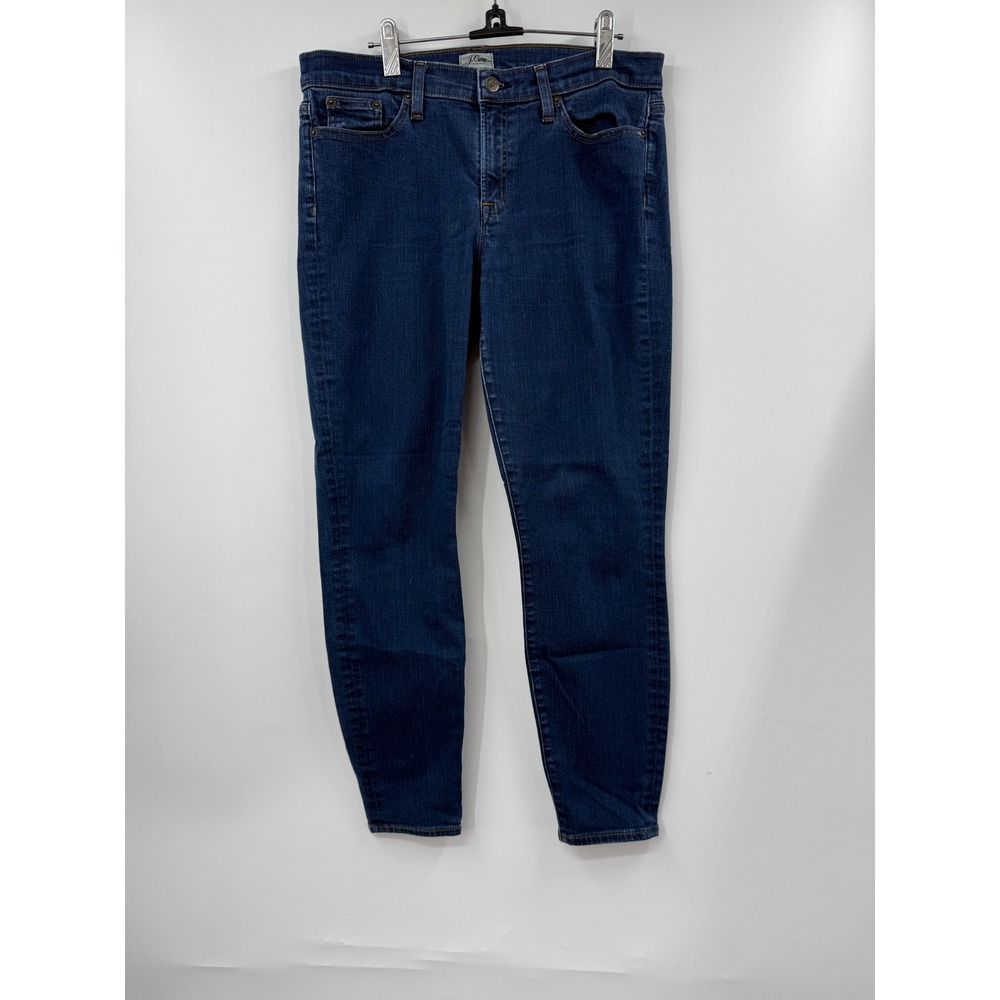 J.Crew Toothpick Skinny Jeans Dark Indigo Blue‎ Stretch Denim Size 31 Mid Rise